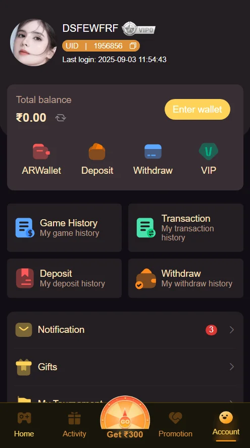 Image showing 6 Club Game Account Page